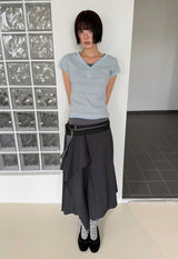 UNBALANCE WRAP LAYERED SKIRT