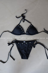 Punching eyelet strap bikini