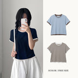 前腕カバー💭 ブレッドカラーリングレイヤード半袖Tシャツ (3 colors)