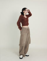 Square pocket balloon fit corduroy pants