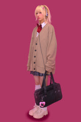 leather square school bag