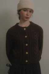 Nutty cable cardigan_brown