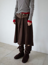 FLARE RIB SKIRT (BROWN)