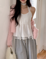 [SHOPPERMADE] シフォンレイヤードノースリーブブラウス + ネクタイセット