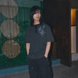 Untitled Starrynight Stripe Henley Neck Short Sleeve Black Charcoal