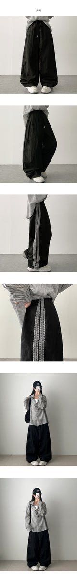 Litt Lace Side Line Nylon Wide Banding Pants