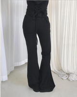[♡MADE♡] puppy velour hip lettering slim bootcut pants