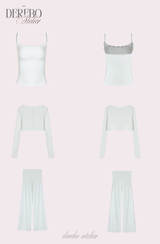 アンナ レース カーディガン トレーニング スリーピース セット (Sleeveless cardigan, pants)