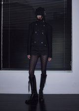ROUGH-CUT SHORTS, COTTON BLACK