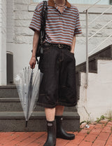Riddle Stitch Bermuda Denim Pants
