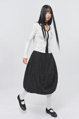 Logo Muffler V-neck Top White