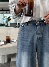 ネシスウォッシュドワイドデニムパンツ