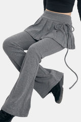 Pleated Layered Bootcut Pants