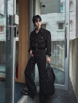 Camper Belted Slit Flared Jeans