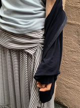 Woots Stripe Folding Layered Midi Skirt