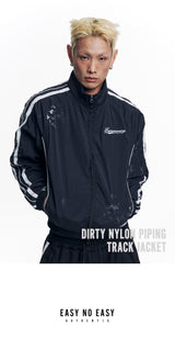 Dirty Nylon Piping Track Jacket - Black