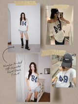 ナンバープリントオフショルダー半袖Tシャツ