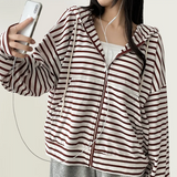 Itta Overfit Stripe Dangara Hooded Zip-Up