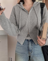 Hooded knit zip-up