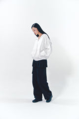 Pleats Skirt Cargo Pants Set Black