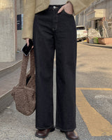 フリースワイドデニムパンツ