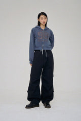 OG ピグメント 97/98 クロップフードジップアップ ディープブルー