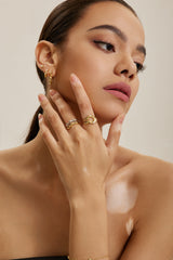 [Worn by Jin Seo-yeon] Twist Wave Wide 925 Silver + 14k gold plating Adjustable Size Ring R050-02G