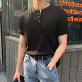 LMN Ron Twisted Cooling Henley Neck Short Sleeve Knitwear (6 colors)