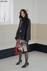 Free Shine Loose Fit Leather Rider Jacket