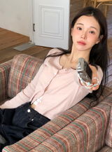 [SHOPPERMADE] Sucre Cotton Eyelet Crop Cardigan (5color)