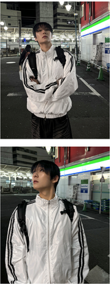 glossy track windbreaker