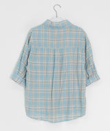 Toui Check Three Quarter Rolled-up Loose Fit Shirt