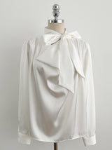 Elnon Drape Satin Tie Blouse