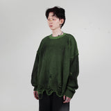 HIERARCHY STUDIOS Chroma - Distressed Green Flux Oversized Knit Sweater