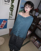 (2color) Daisy Banding Wide Denim Pants