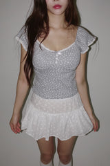Romance Flower Shirring Sleeveless Top