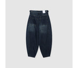 Round denim pants
