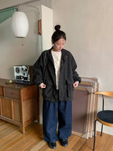 [unisex] Kidu Pintuck Raw Denim Wide Pants