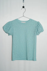 Floral Lace Puff Top (Mint)