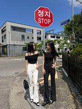 Unbuttoned off snap button slit short sleeve T (4 colors)