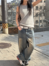 [Unisex] ダメージウォッシングノースリーブ(4color)