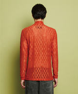 CHECK MESH TURTLENECK TOP