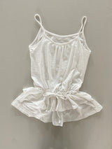 Veronica Hem Frill Tiered String Sleeveless Blouse (2 colors)