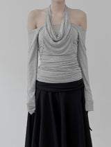 Drape Cowl Neck Halter Off-Shoulder
