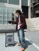 Drain embossed washed balloon denim pants