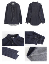 Deep blue bow tie denim shirt