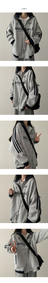 Nice Color Matching Track Line High Neck Zip-Up