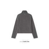 ベルベットコーデュロイカーブクロップジップアップ(Charcoal)