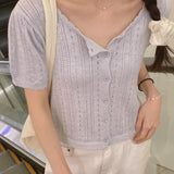 Latte Short-Sleeved Knit Cardigan