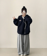 イアンフロントダイアゴナルインシジョンヘムストリングワイドパンツ